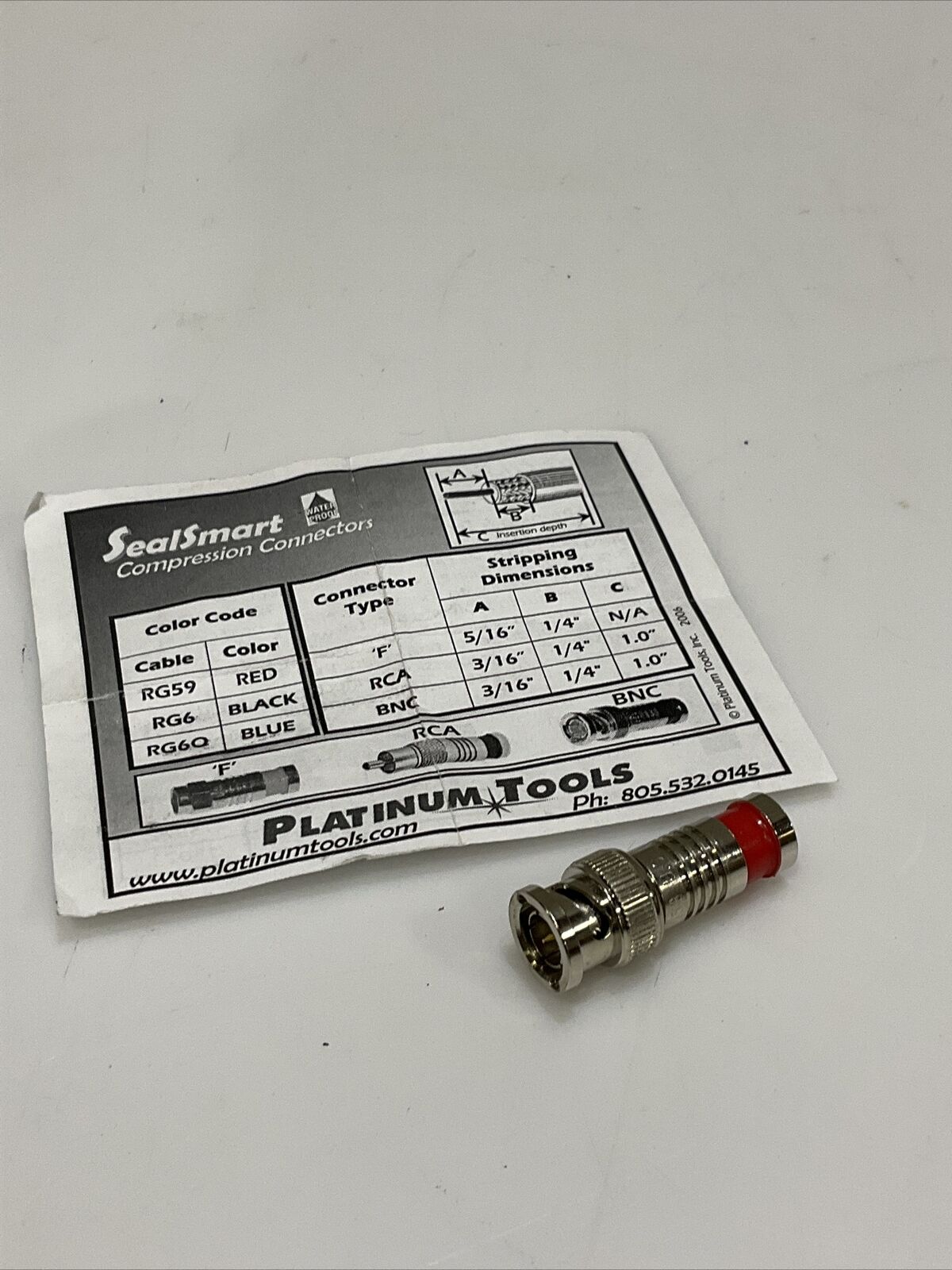 PLATINUM TOOLS 90134 SEALSMART PRO COMPRESSION COAX BNC RCA KIT W/ ZIP CASE TWD