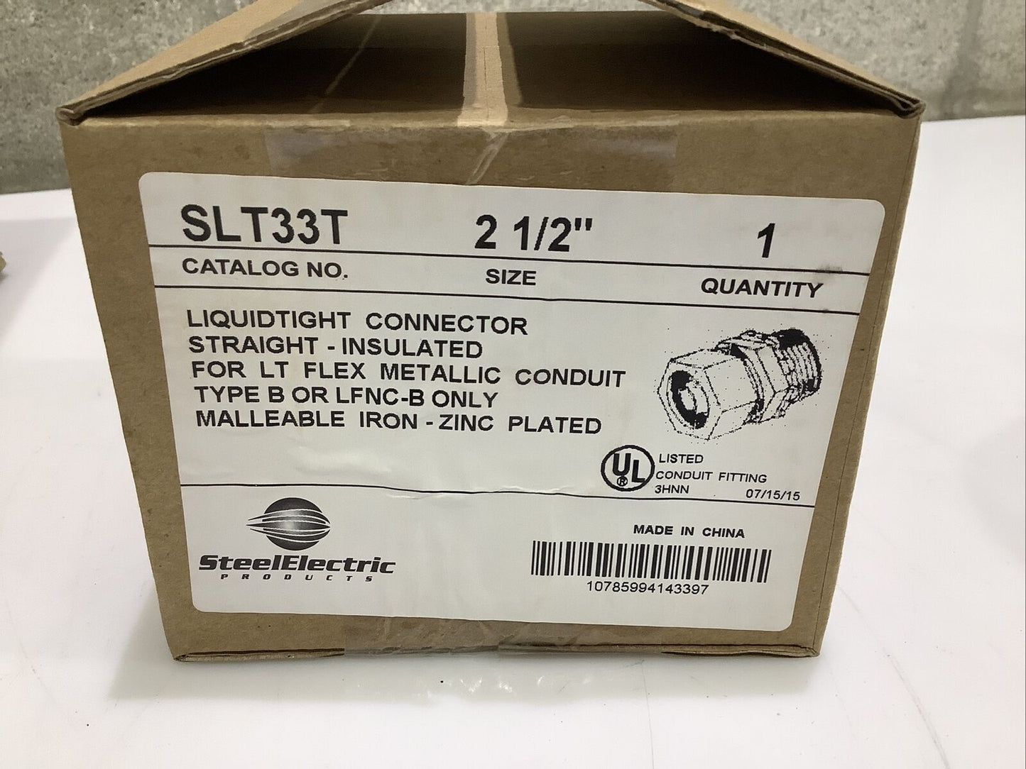 STEEL ELECTRIC SLT33T LIQUIDTIGHT CONNECTOR INSULATED 2-1/2IN - QTY 10 ECH