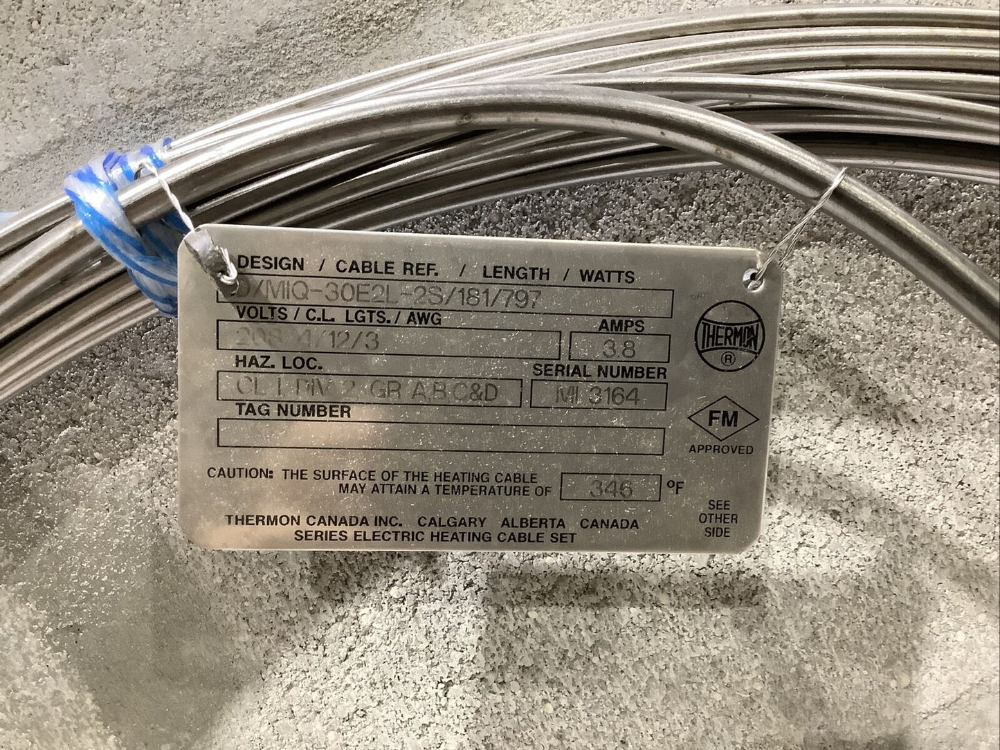 THERMON MIQ30E2L2S D/MIQ-30E2L-2S/181/797 HEAT CABLE SET 181 FEET ECH