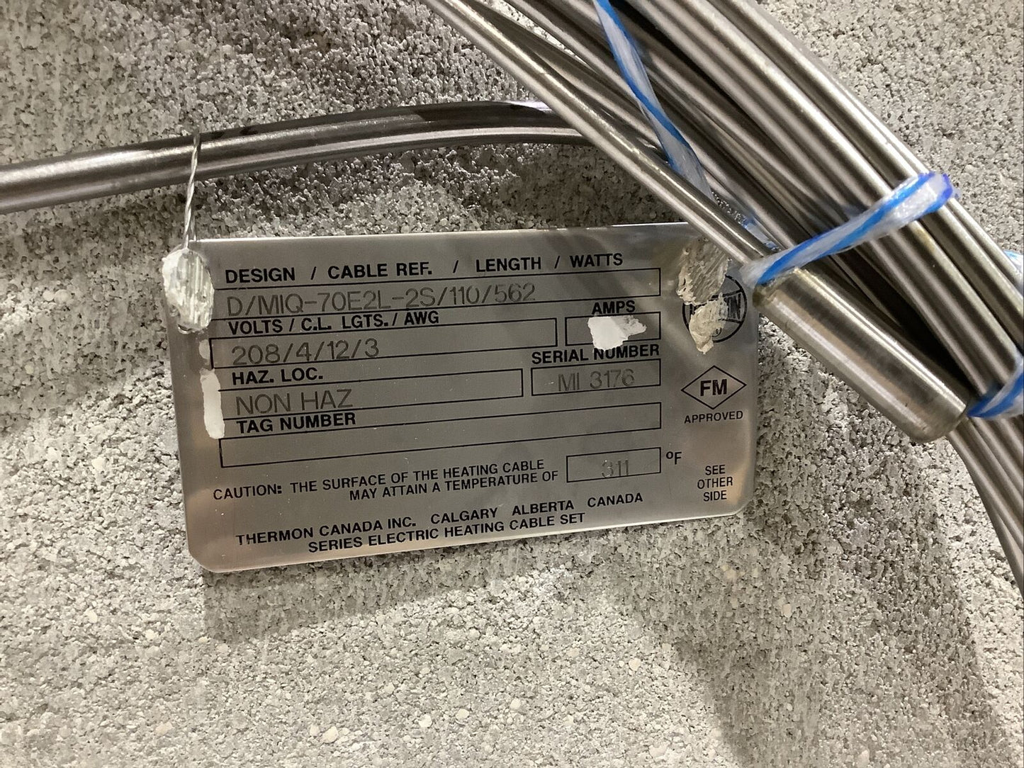 THERMON MIQ70E2L2S D/MIQ-70E2L-2S/110/562 HEAT CABLE SET 110 FEET ECH