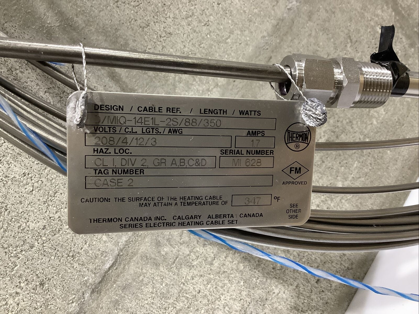 THERMON MIQ14E1L2S D/MIQ-14E1L-2S/88/350 HEAT CABLE SET 88 FEET ECH
