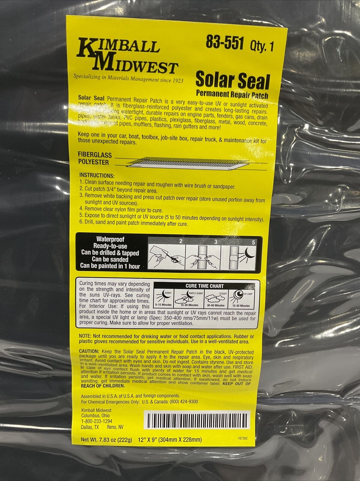KIMBALL MIDWEST 83-551 SOLAR SEAL PERMANENT REPAIR PATCH 476