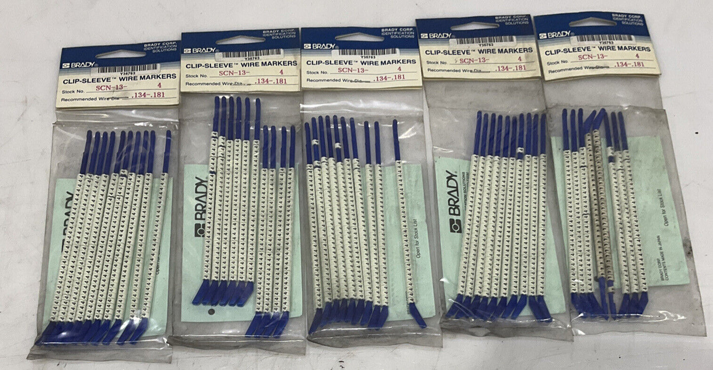 BRADY SCN-13-4 CLIP-SLEEVE WIRE MARKERS LOT OF 5 476