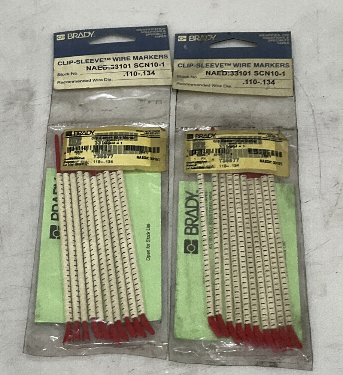 BRADY SNC-10-1 CLIP-SLEEVE WIRE MARKERS LOT OF 2 476