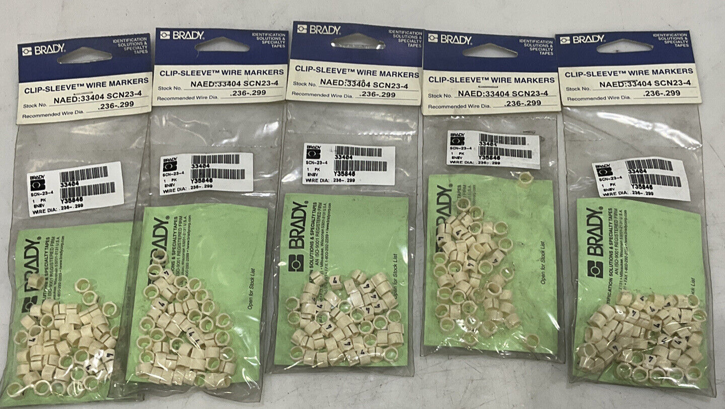 BRADY SCN-23-4 CLIP-SLEEVE WIRE MARKERS LOT OF 5 476