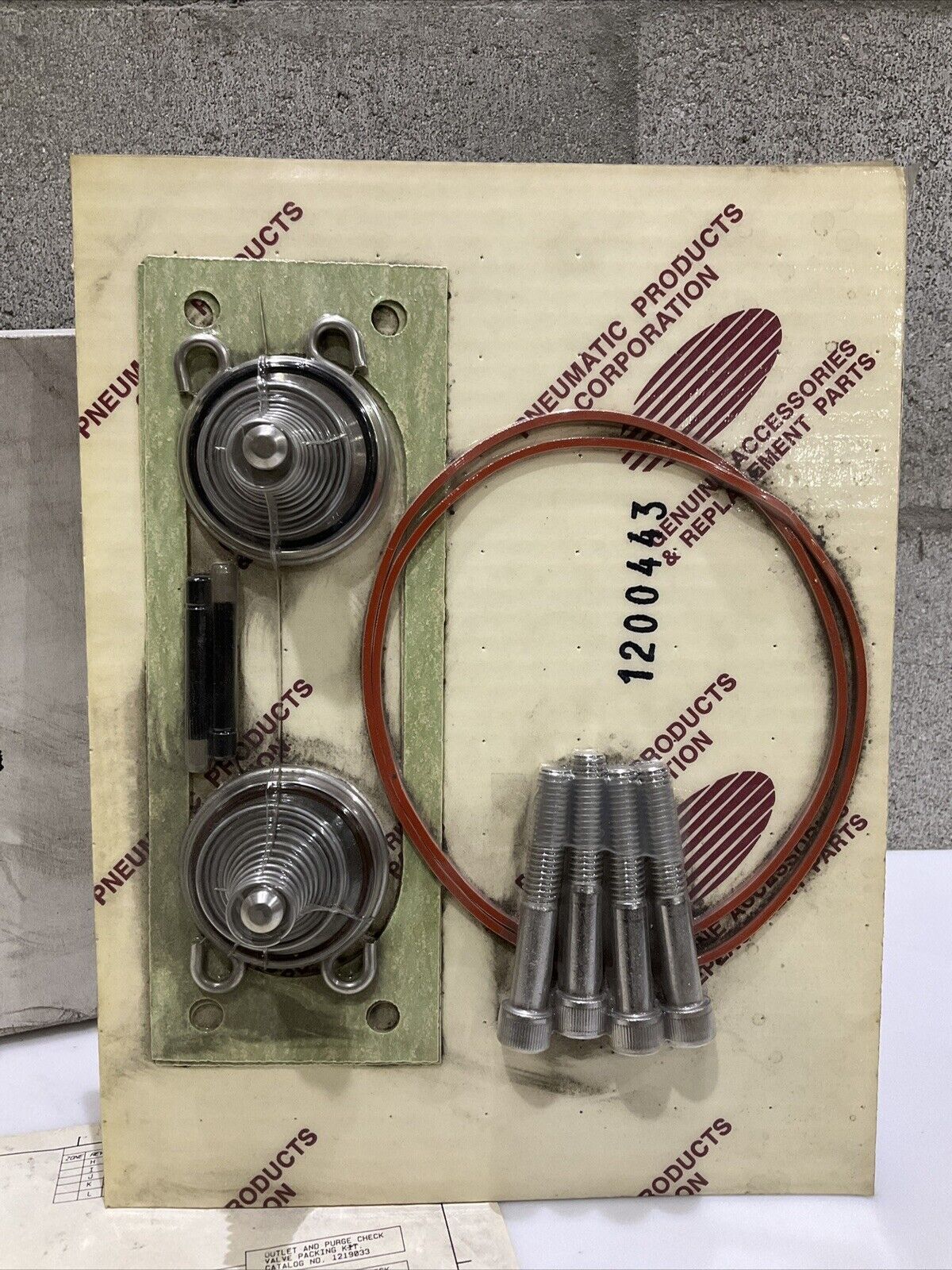 PNEUMATICS PRODUCTS 1200443 OUTLET AND PURGE CHECK VALVE PACKING KIT 476