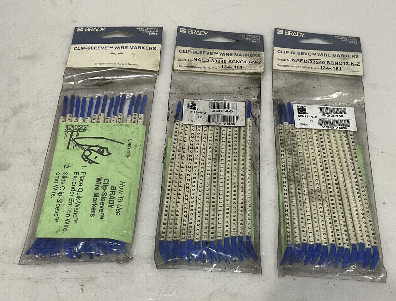 BRADY SCN13-N-Z CLIP-SLEEVE LOT OF 3 476