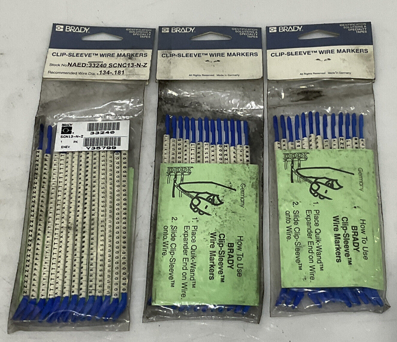 BRADY SCN13-N-Z CLIP-SLEEVE LOT OF 3 476