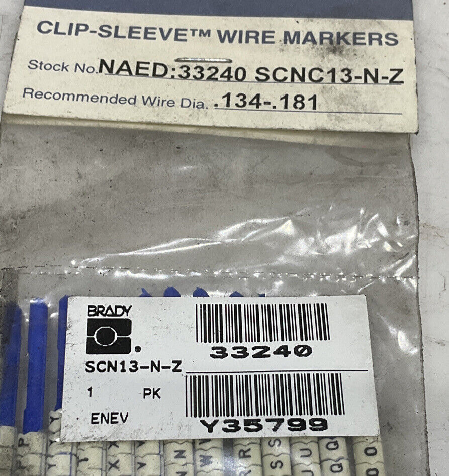 BRADY SCN13-N-Z CLIP-SLEEVE LOT OF 3 476