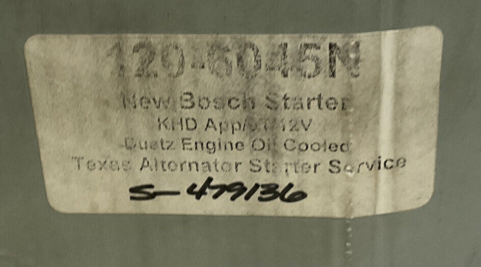 18232N BOSCH DUETZ STARTER AI17L3 12V 120-6045N
