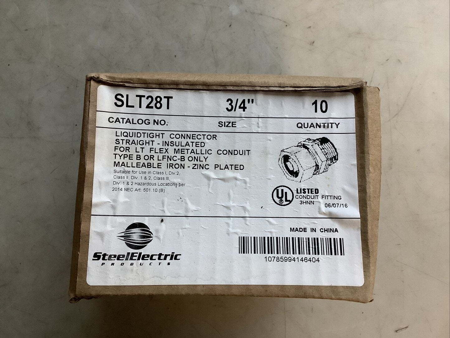 STEEL ELECTRIC SLT28T LIQUIDTIGHT CONNECTOR INSULATED 3/4IN - QTY 98 ECH