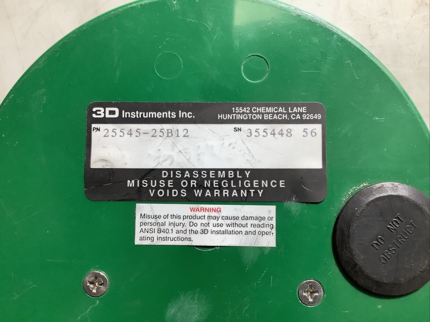 3D INSTRUMENTS INC 545-23A PRESSURE GAUGE 0-200PSI W/ 8110-300 HANDPUMP 476