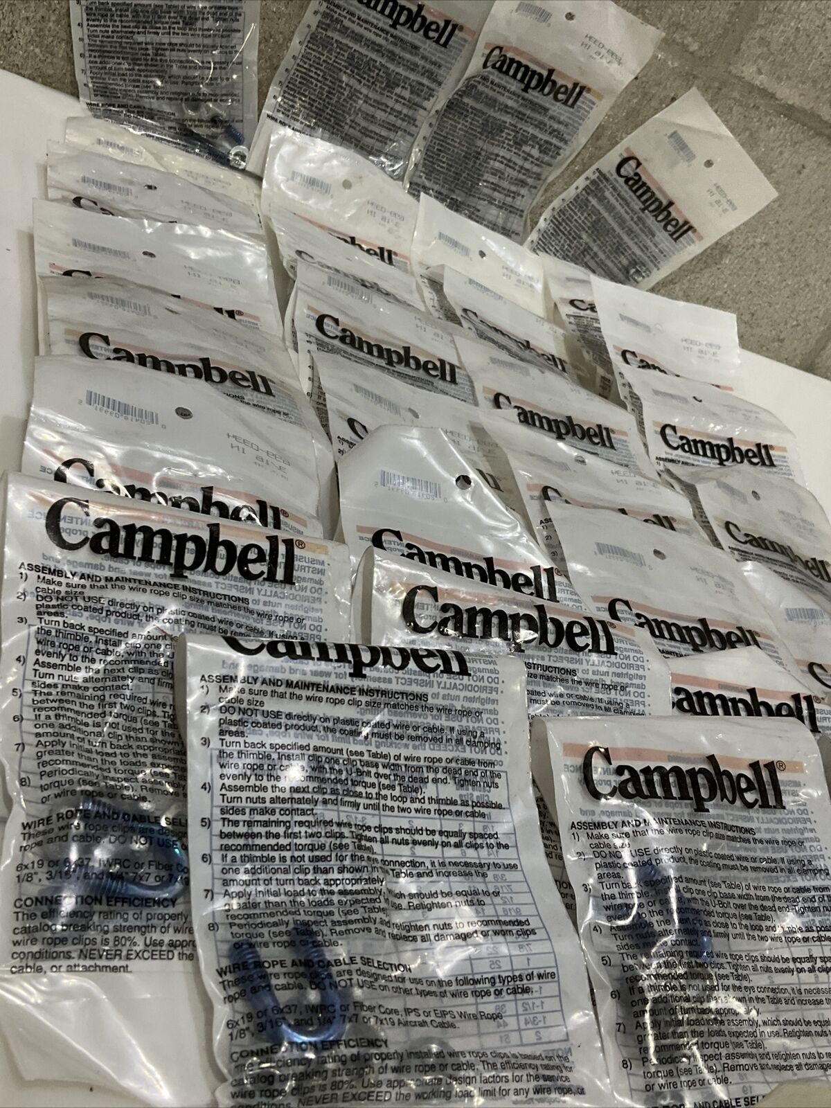 CAMPBELL 699-0334 WIRE ROPE CLIP 3/16 IN LOT OF 31