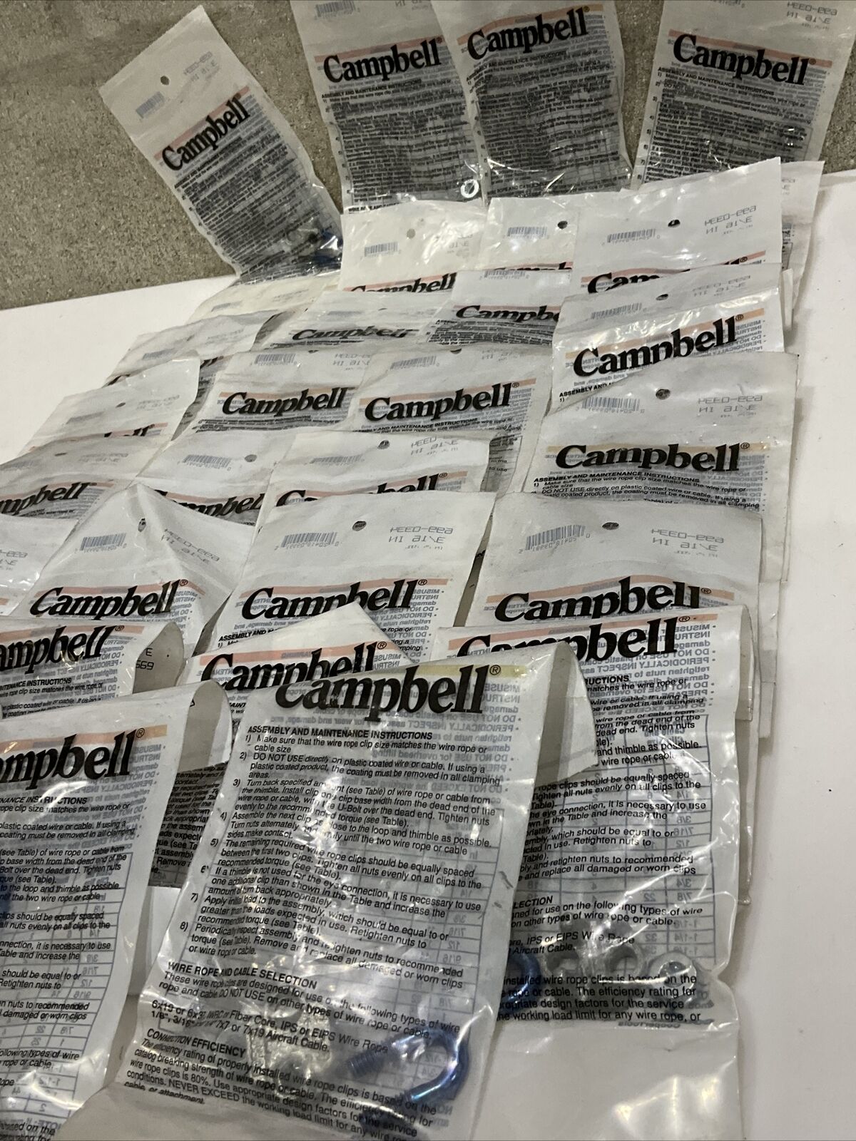 CAMPBELL 699-0334 WIRE ROPE CLIP 3/16 IN LOT OF 31