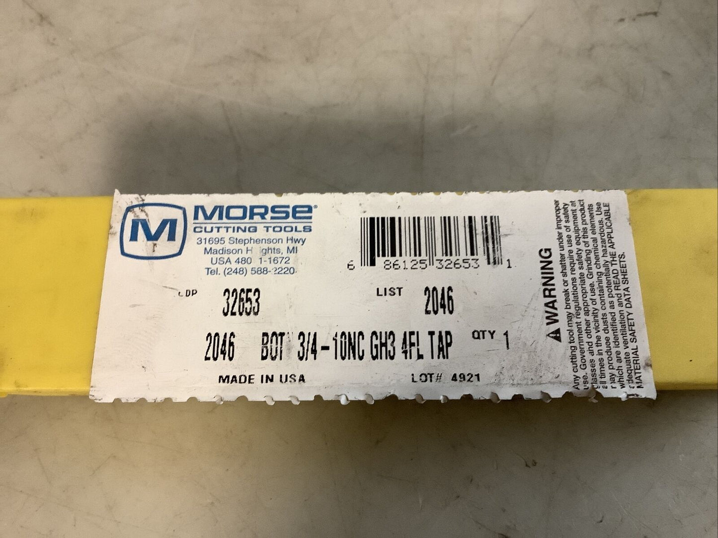 MORSE 32653 TAP 3/4-10NC 4FL 476