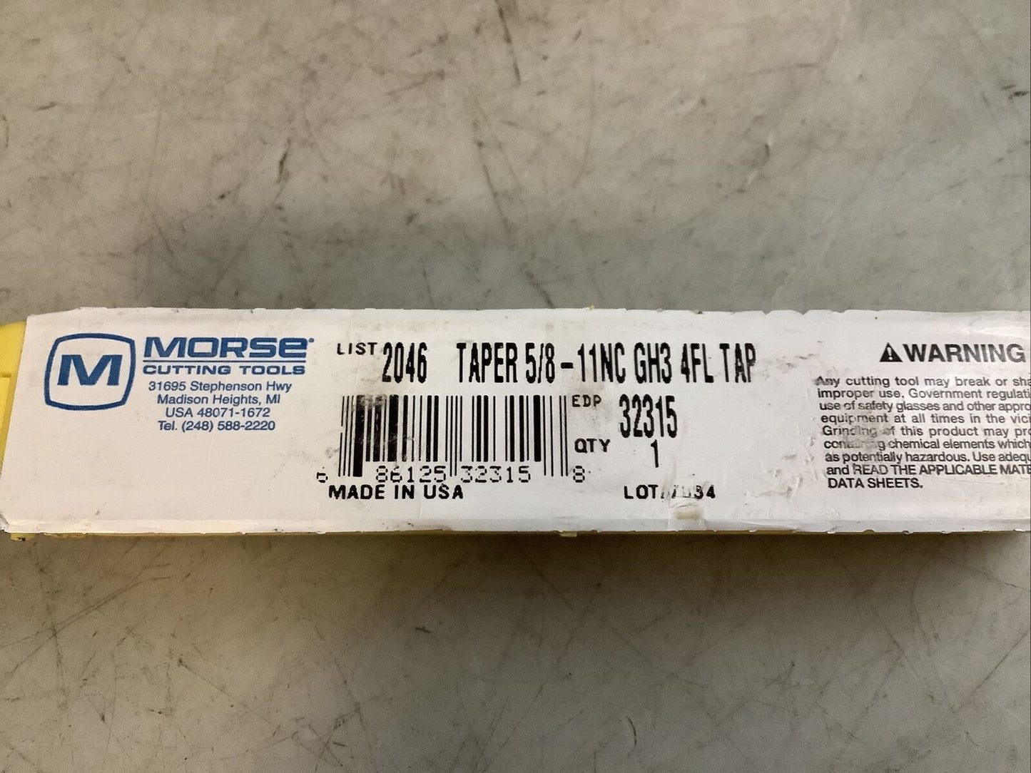 MORSE 32315 TAP 5/8IN-11NC GH3 4FL 476