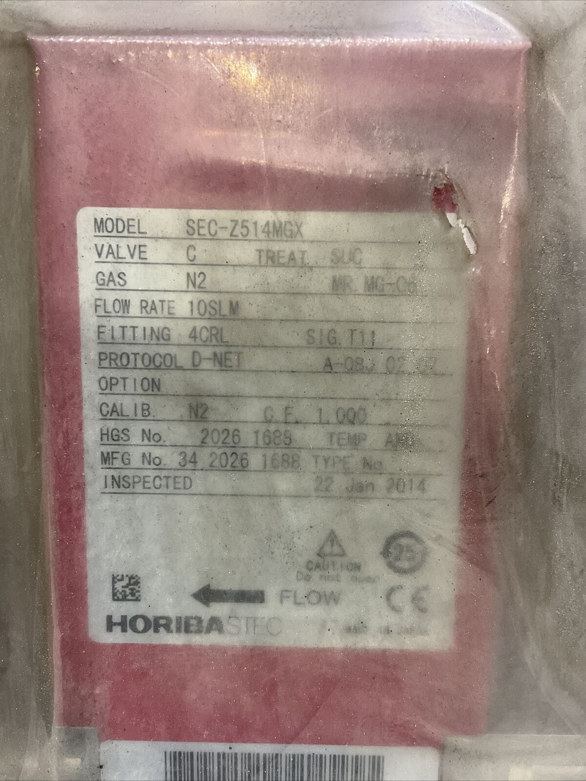 HORIBASTEC N2 10SLM SEC-Z524MGXN ELECTRICAL MASS FLOW CONTROLLER VALVE 476