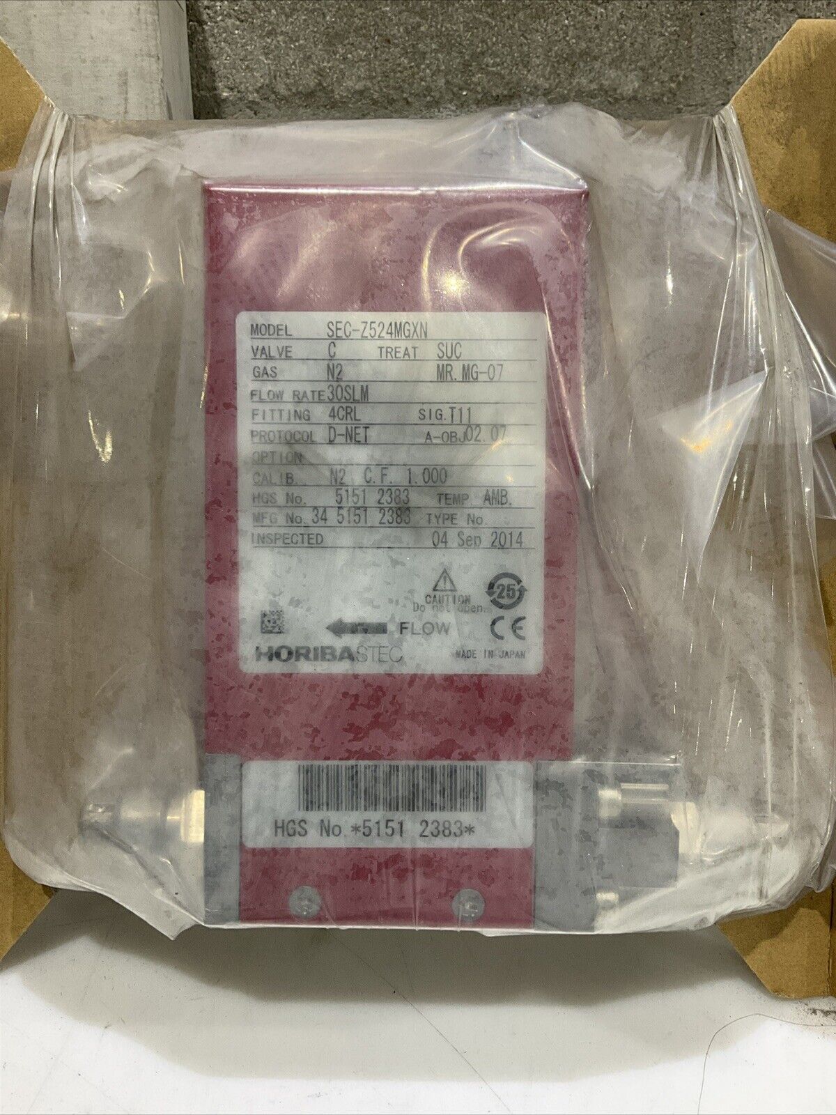 HORIBASTEC SEC-Z524MGXN 30SLM N2 ELECTRICAL MASS FLOW CONTROLLER VALVE 476