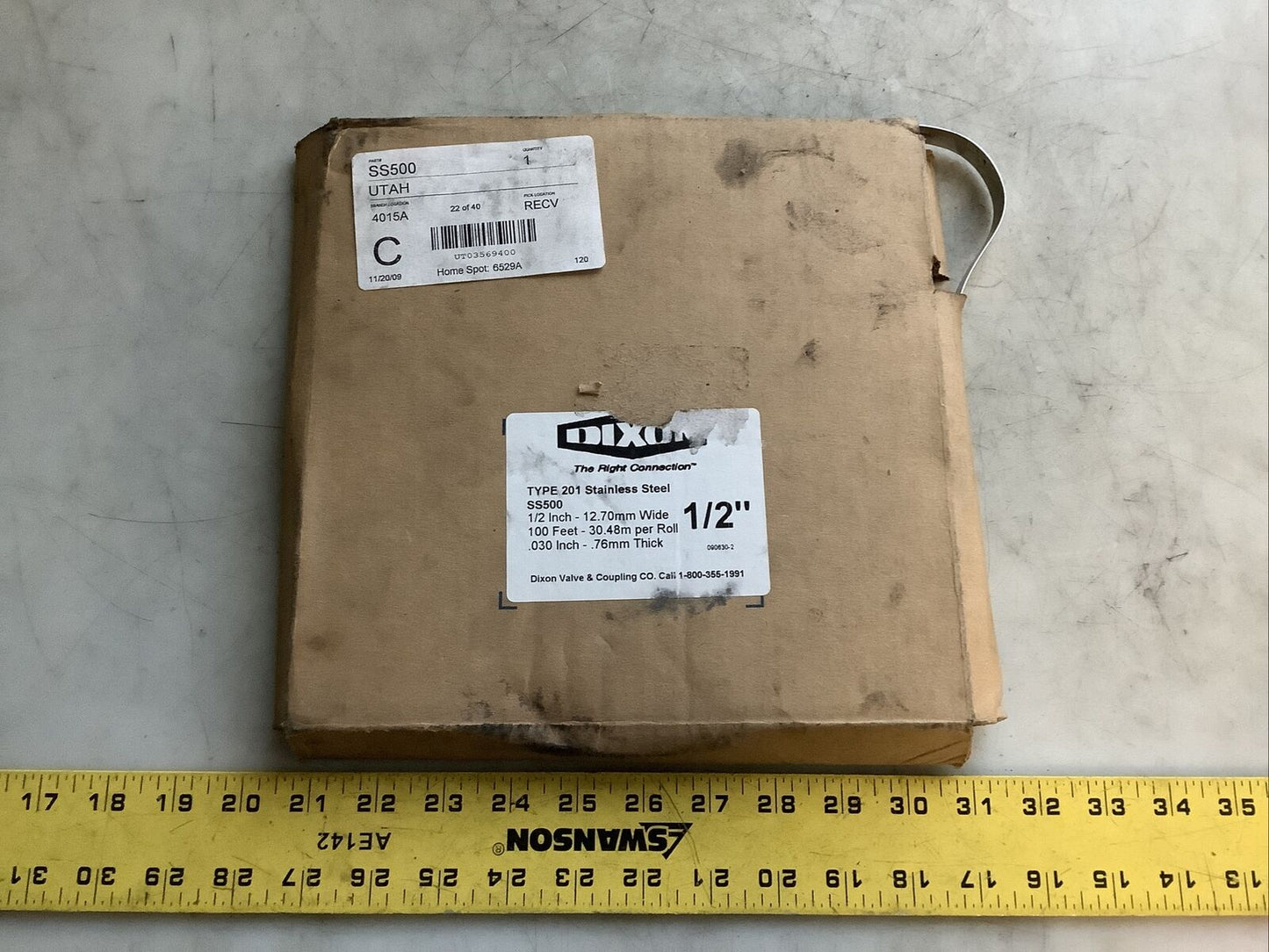 DIXON SS500 STAINLESS STEEL STRAPPING 1/2IN 100FT .030IN 476