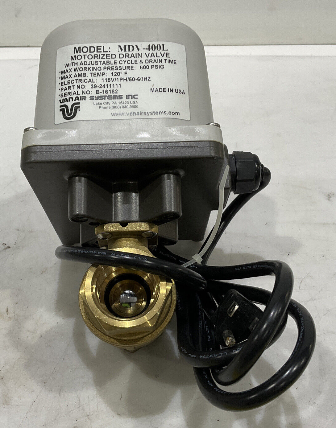 VAN AIR SYSTEMS MDV-400L MOTORIZED DRAIN VALVE 39-2411111 476