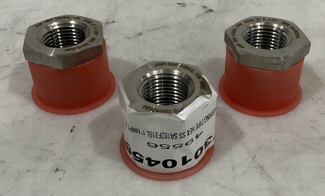 ASP SA182F316L BUSHING PIPE HEX SS F316/L Z4K A182 1”X1/2” LOT OF 3 476