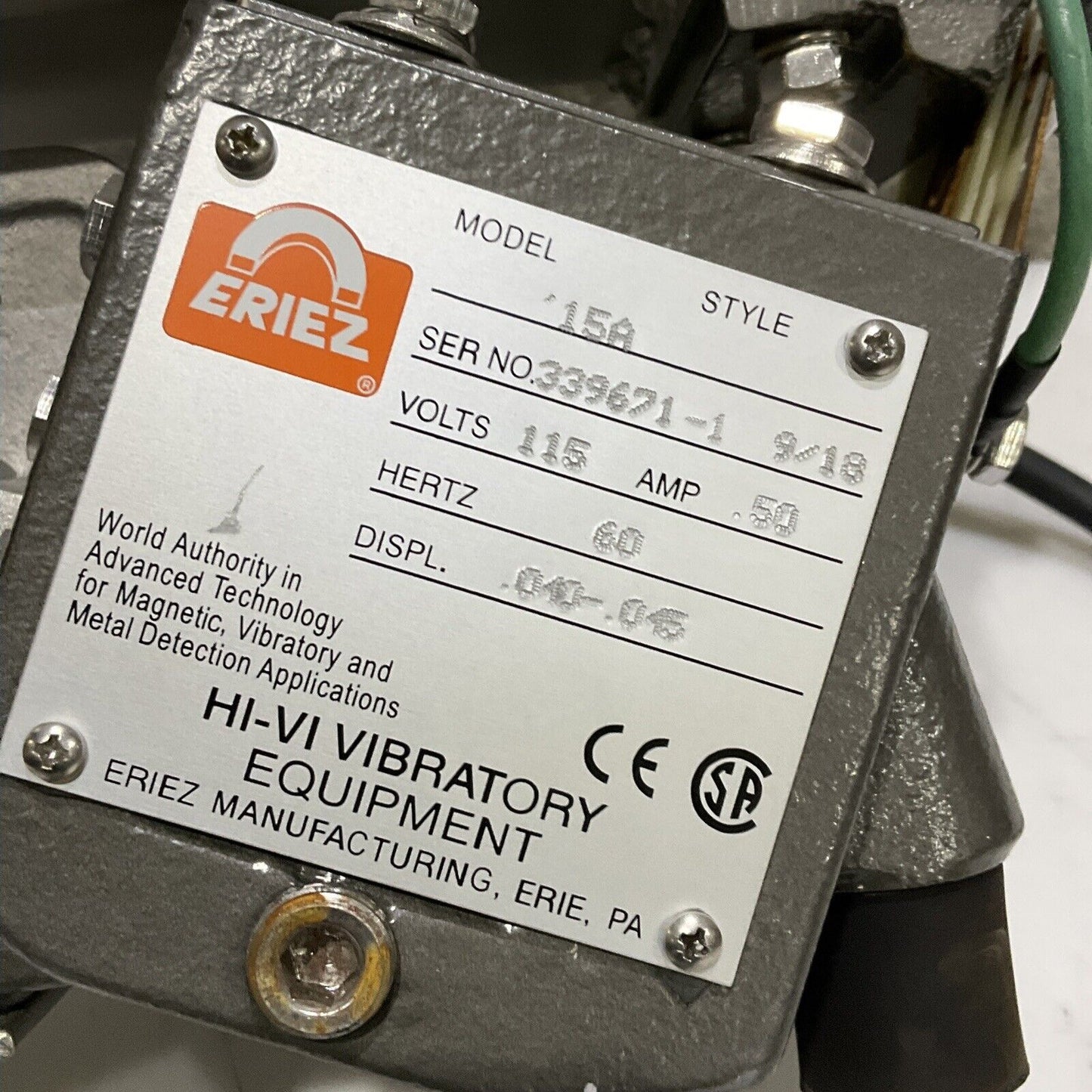 ERIEZ UN-115-2A-FW VIBRATORY FEEDER CONTROL 15A VIBRATING PAN FEEDER CDM