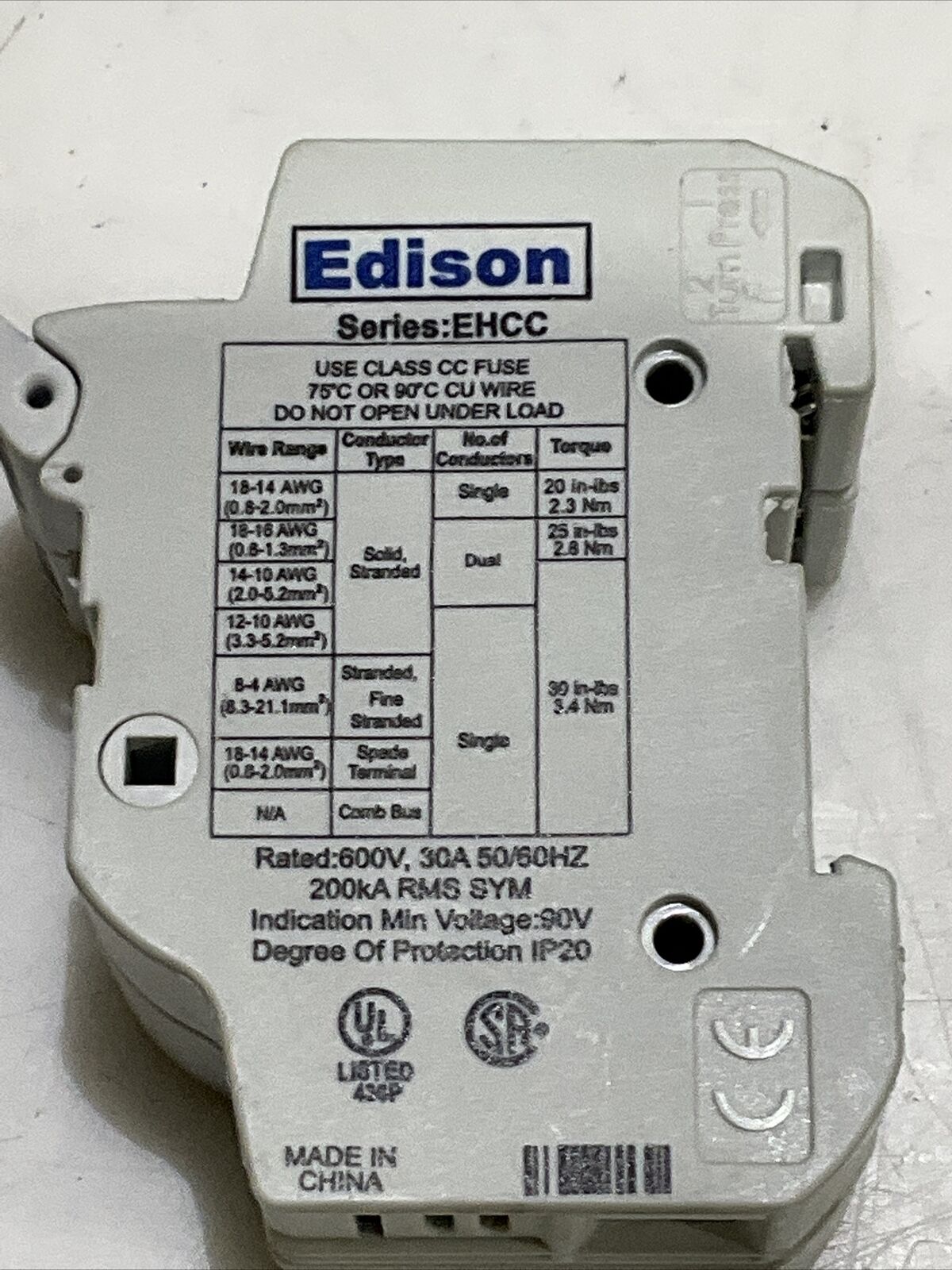 EDISON EHCC FUSEHOLDER 3POLE 600V 30A 50/60HZ CDM