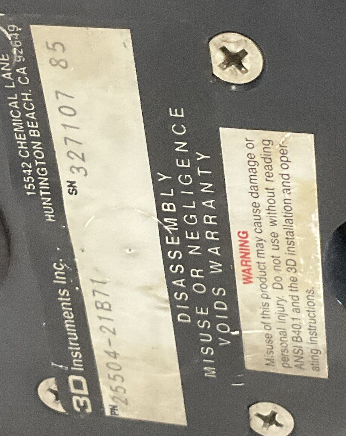 3D INSTRUMENTS 25504-21B71 TEST GUAGE 476
