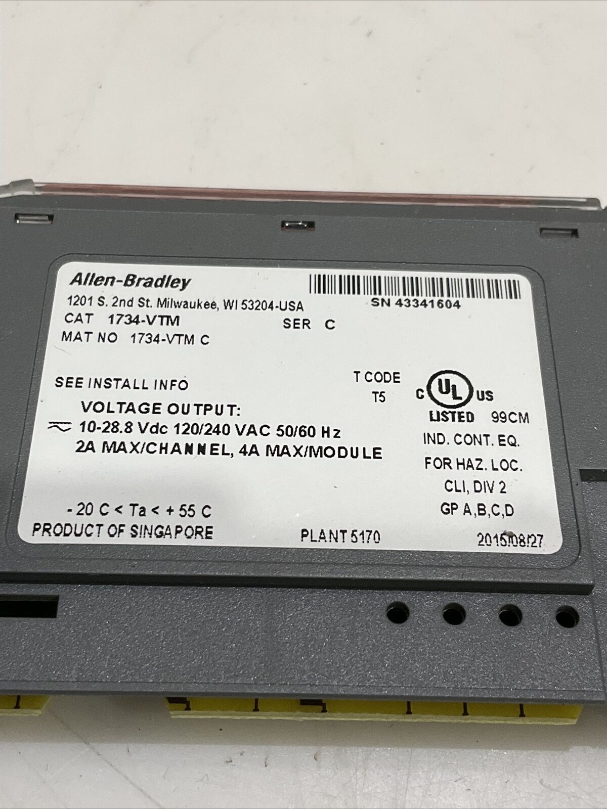 ALLEN BRADLEY 1734-VTM VOLTAGE TERMINAL MODULE LOT OF 2 CDM