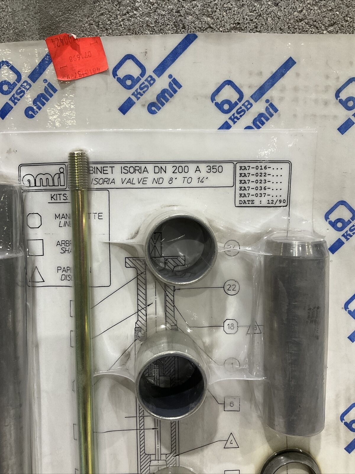 KSB AMRI FT-A7-003-B ISORIA VALVE SHAFT REBILD KIT 8” TO 14” DNA 300 12” 373