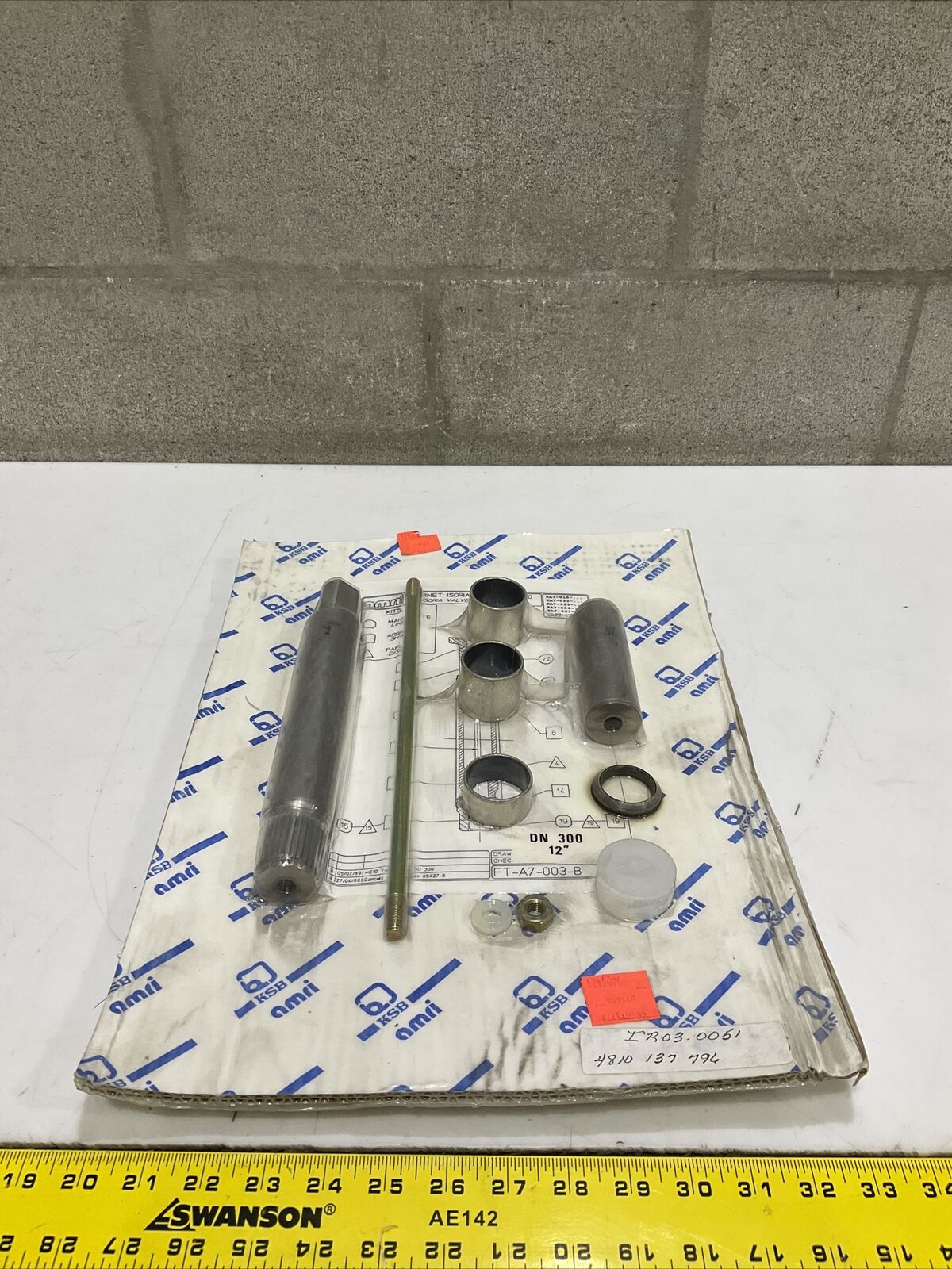 KSB AMRI FT-A7-003-B ISORIA VALVE SHAFT REBILD KIT 8” TO 14” DNA 300 12” 373