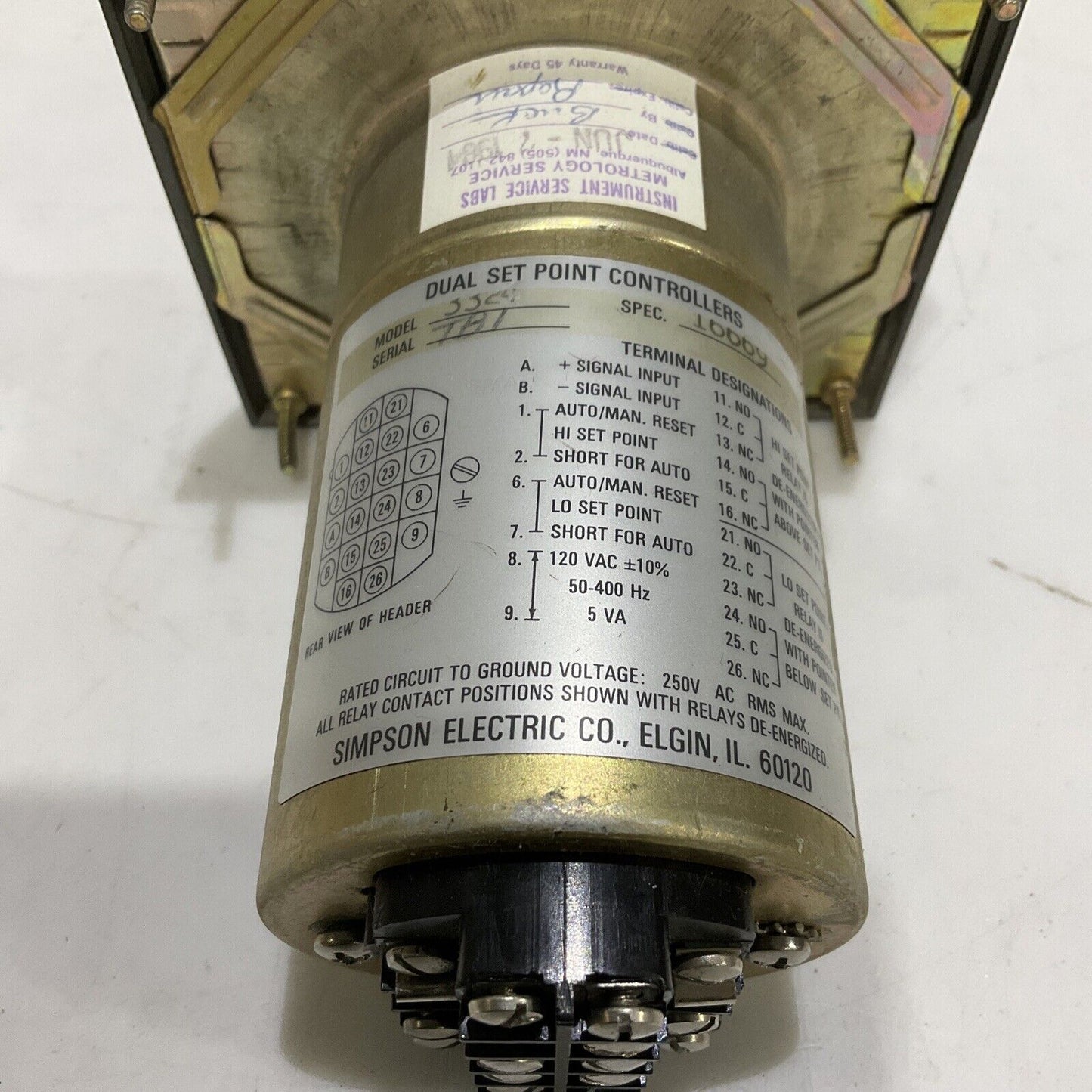 SIMPSON 3324XA 12071 DUAL SET POINT CONTROLLER 0-150 AC AMPS 0-3DC 373