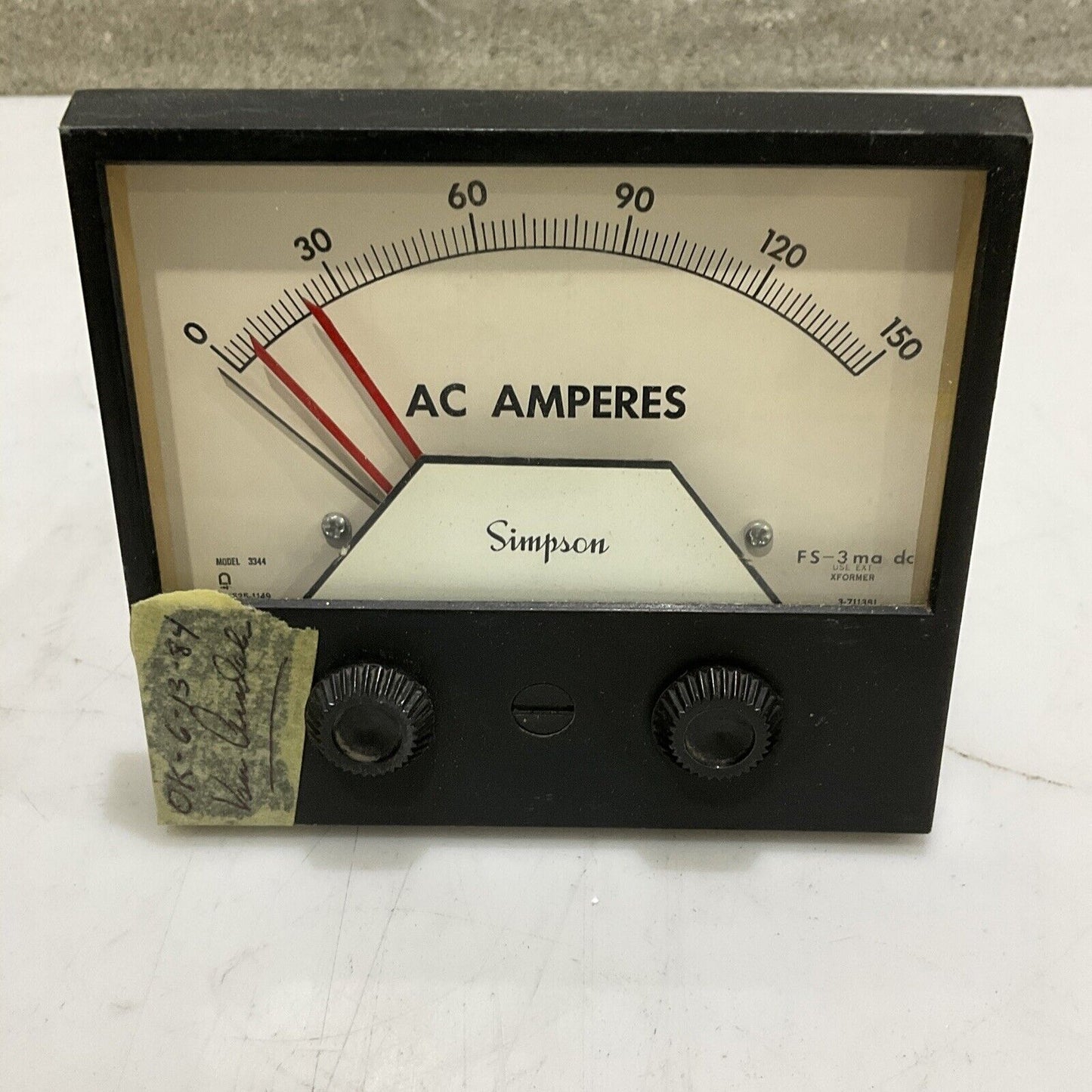 SIMPSON 3324XA 12071 DUAL SET POINT CONTROLLER 0-150 AC AMPS 0-3DC 373