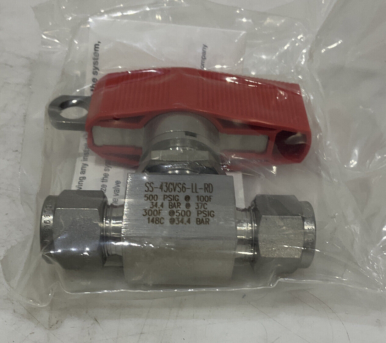 SWAGELOK SS-43GVS6-LL-RD BALL VALVE LOT OF 2 476