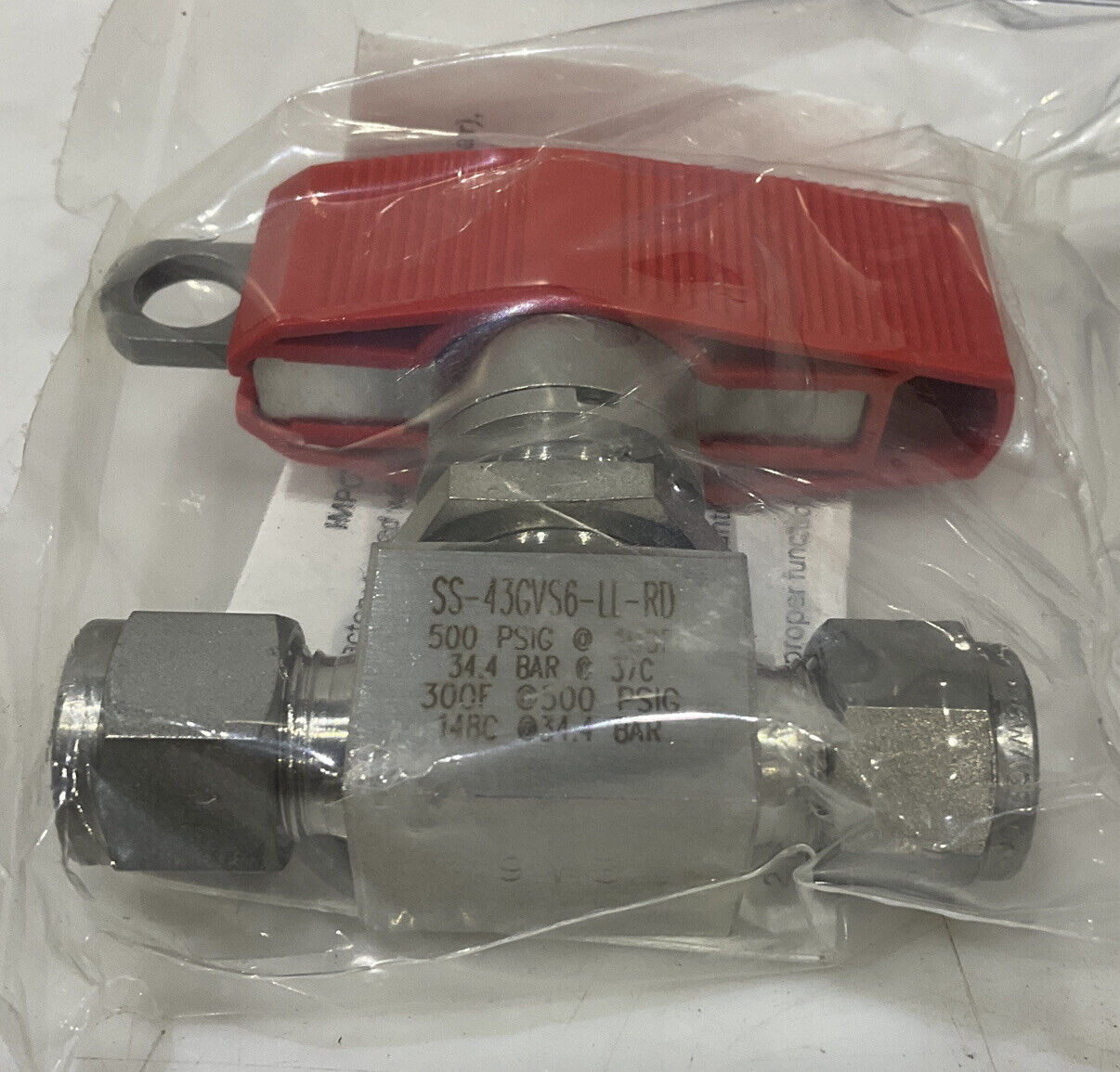 SWAGELOK SS-43GVS6-LL-RD BALL VALVE LOT OF 2 476
