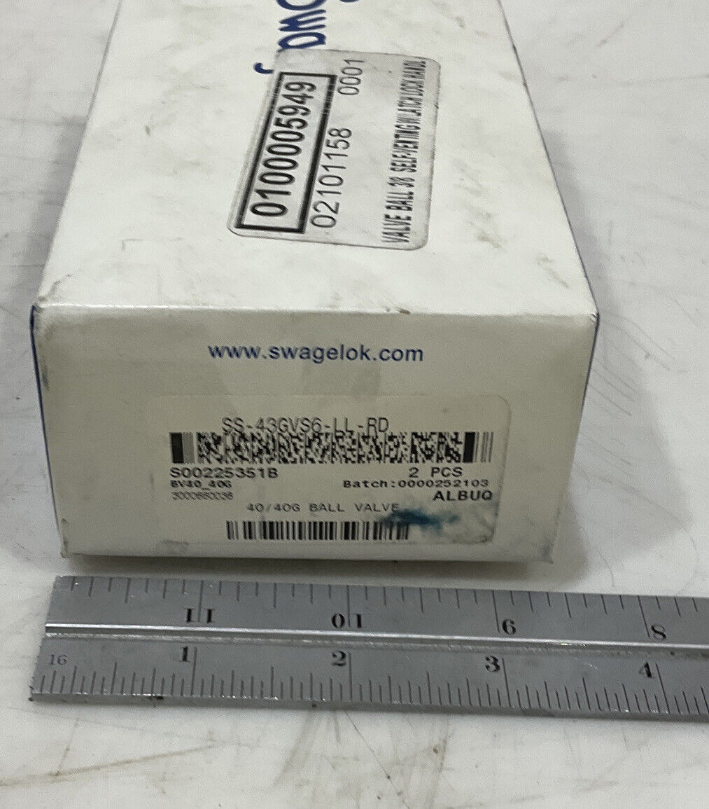 SWAGELOK SS-43GVS6-LL-RD BALL VALVE LOT OF 2 476
