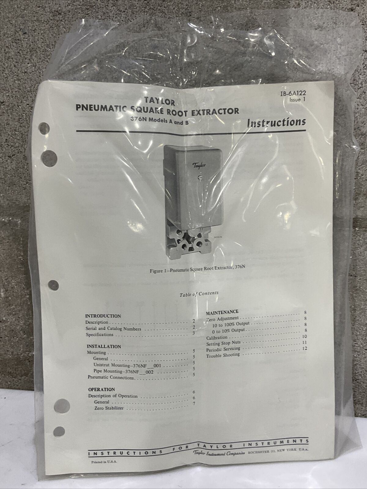 TAYLOR INSTRUMENTS 376NF11001B7744A PNEUMATIC COMPUTER SQUARE ROOT EXTRACTOR 373