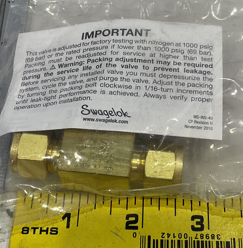 SWAGELOK B-43VS6-LL-RD BALL VALVE 0000214621 476