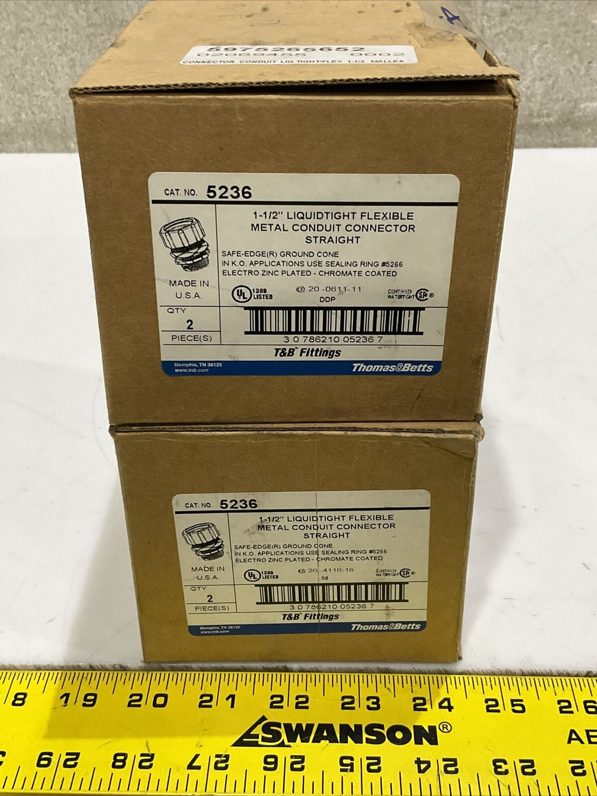 THOMAS & BETTS 5236 LIQUIDTIGHT FLEXIBLE METAL CONDUIT CONNECTOR LOT OF 4 373