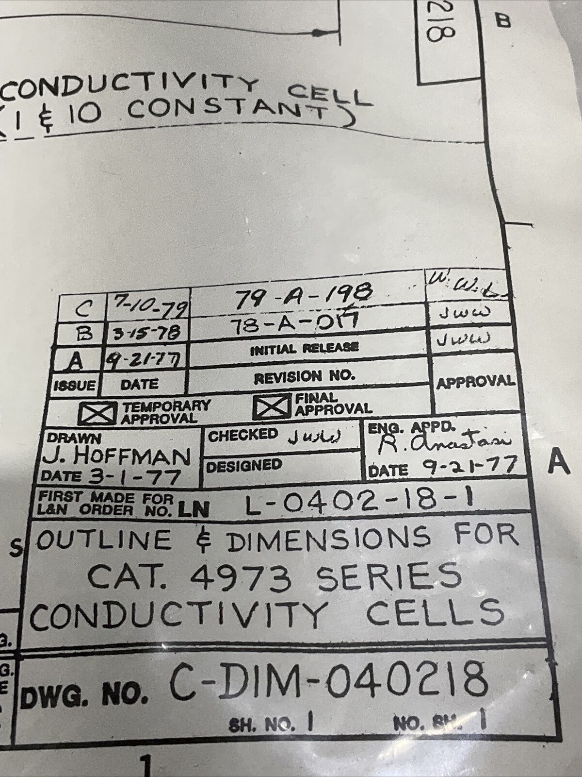LEEDS & NORTHRUP 4973-01-202-7-000 CONDUCTIVITY CELL SERIES 4973 373
