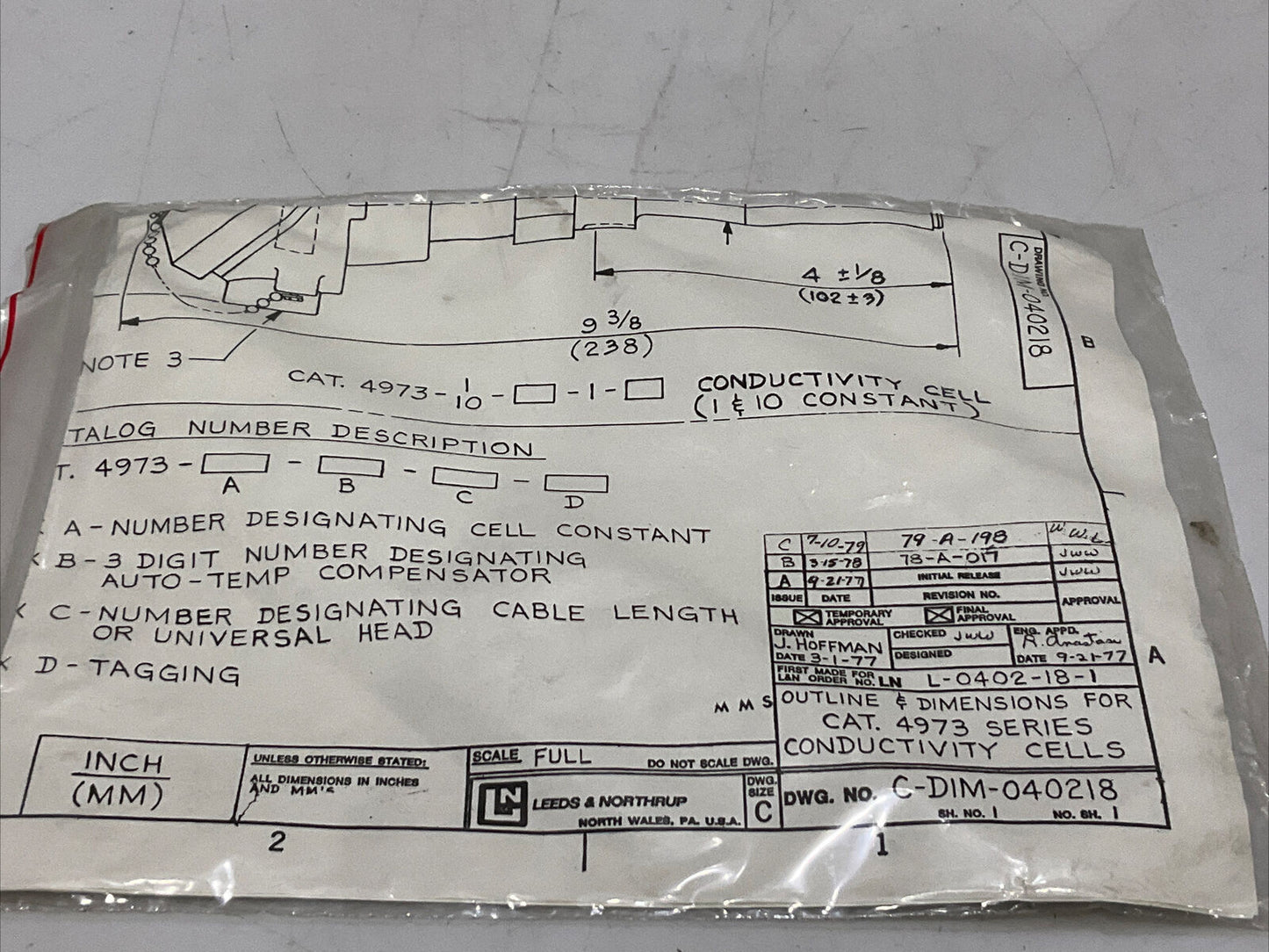 LEEDS & NORTHRUP 4973-01-202-7-000 CONDUCTIVITY CELL SERIES 4973 373