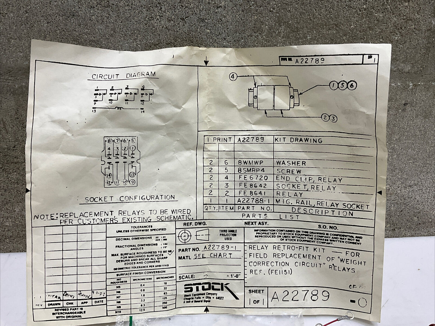 STOCK A22789-0 RELAY RETRO-FIT KIT 373