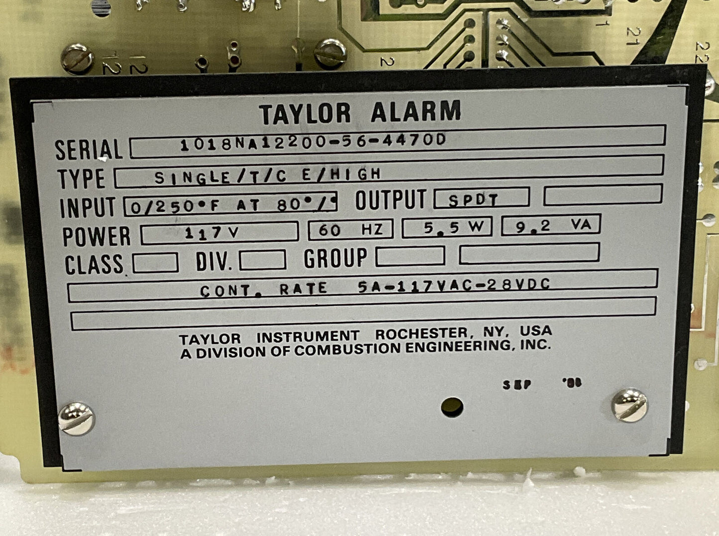 TAYLOR 1019N MODEL E ELECTRONIC ALARM 373