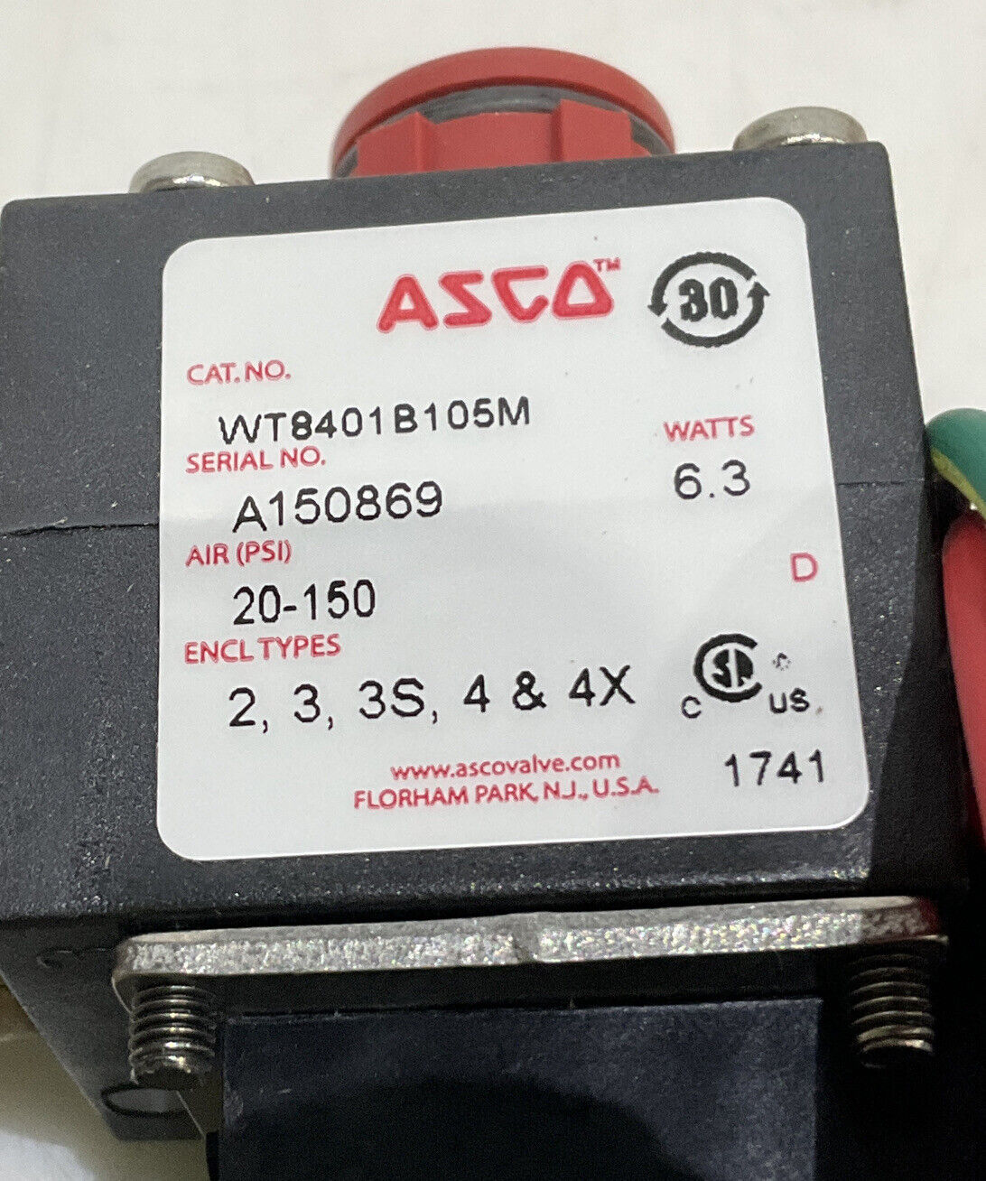 ASCO WT8401B105M SOLENOID 4-WAY VALVE 373