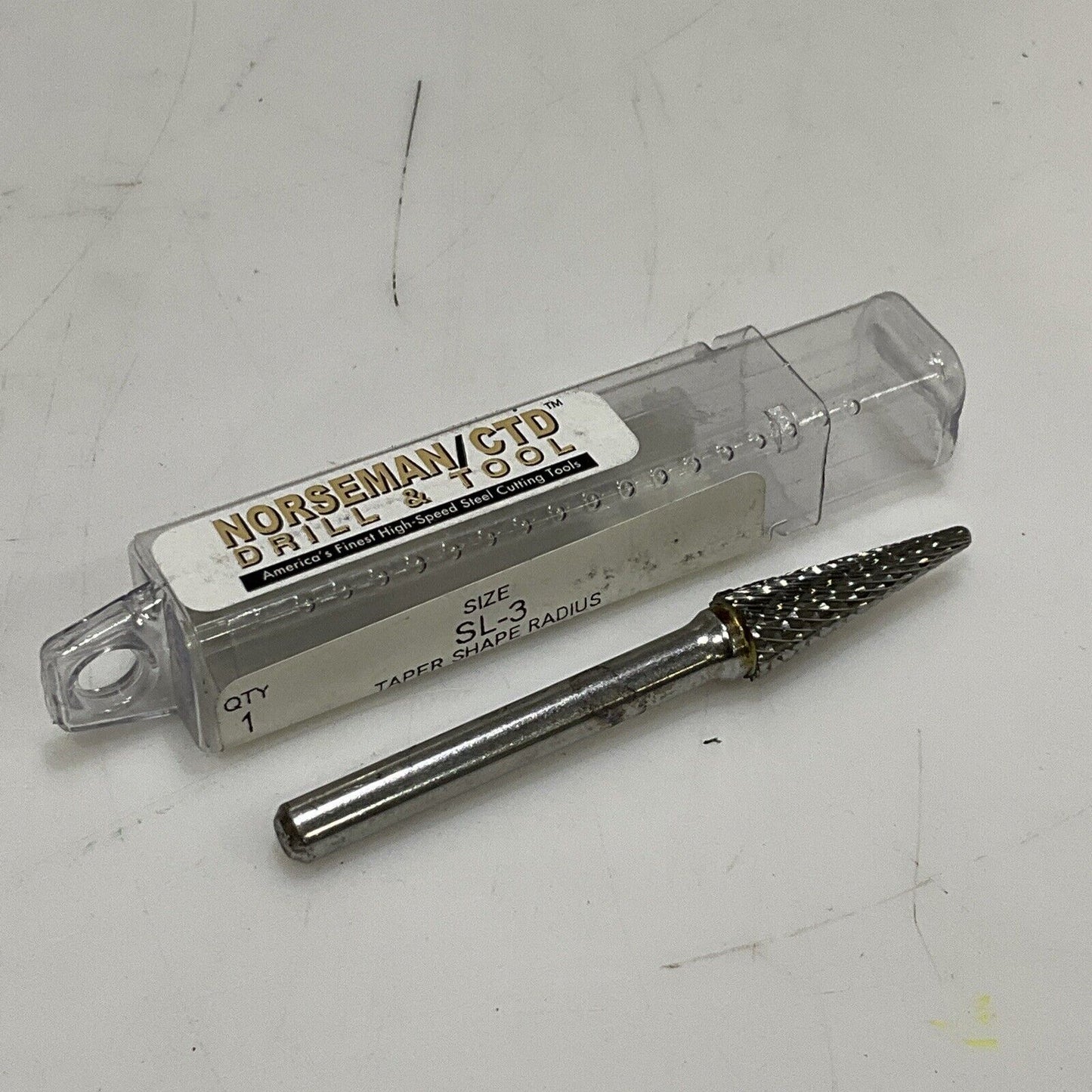 NORSEMAN SL-3 TAPER SHAPE RADIUS 14 DEGREE ANGLE DOUBLE CUT BURR LOT OF 19 373