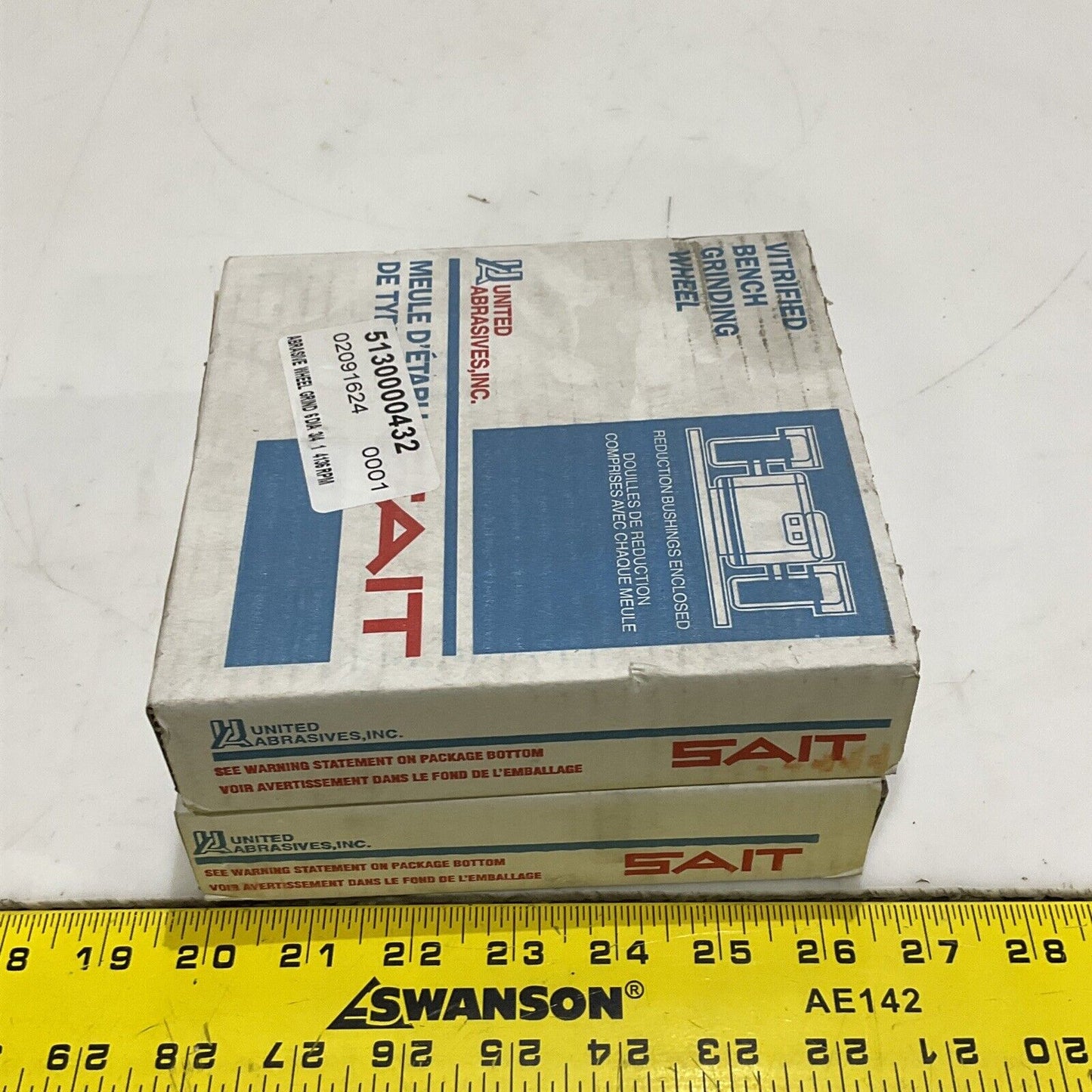SAIT 28001 BENCH GRINDER WHEEL TYPE 1 6 X 3/4 X 1 A60X METAL LOT OF 2 373
