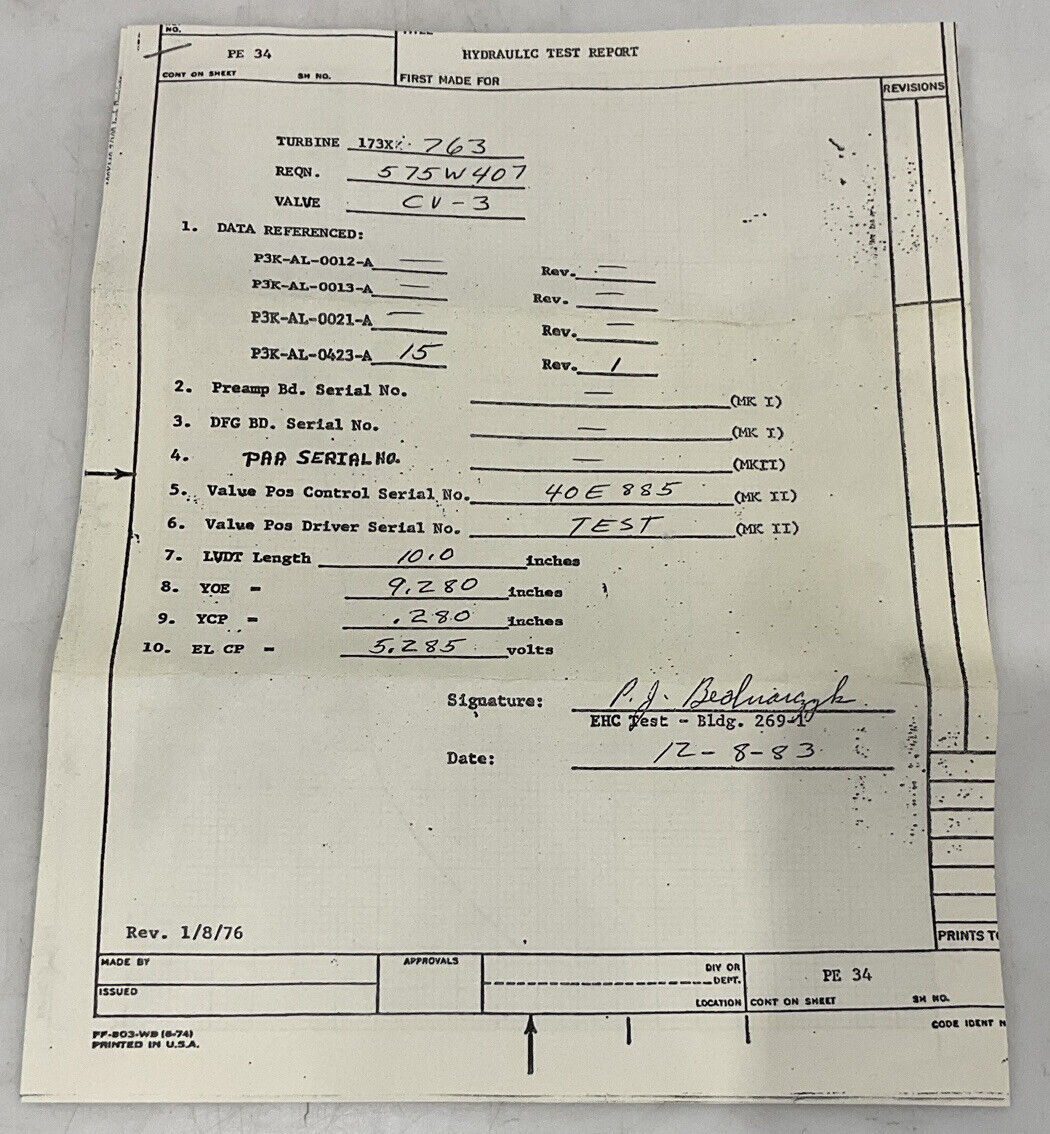 GENERAL ELECTRIC 1F1-B003 115D2277G3 CV POS CONT 373