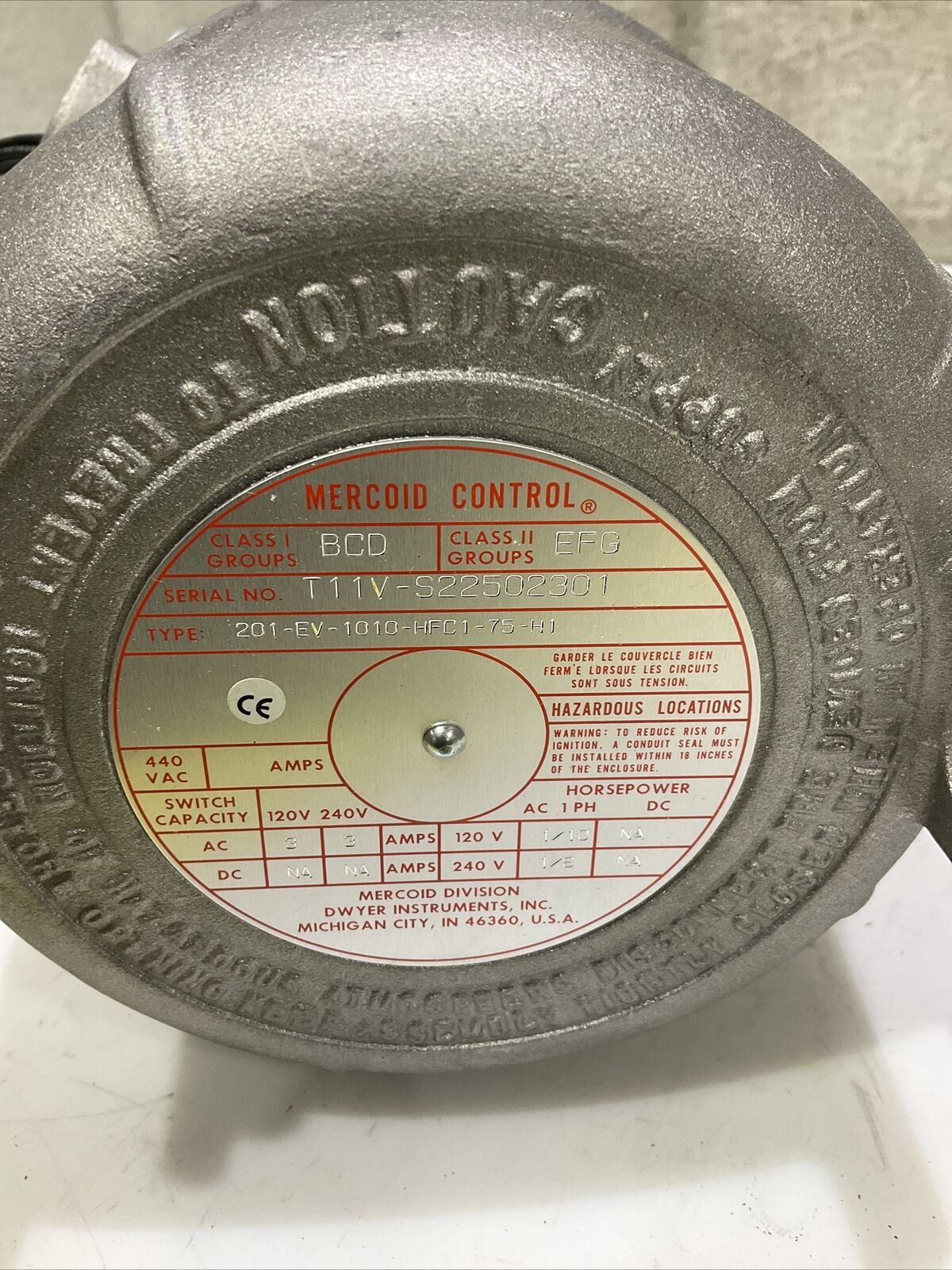 MERCOID 201-EV-1010-HF01-75-H1 LIQUID LEVEL CONTROL 373