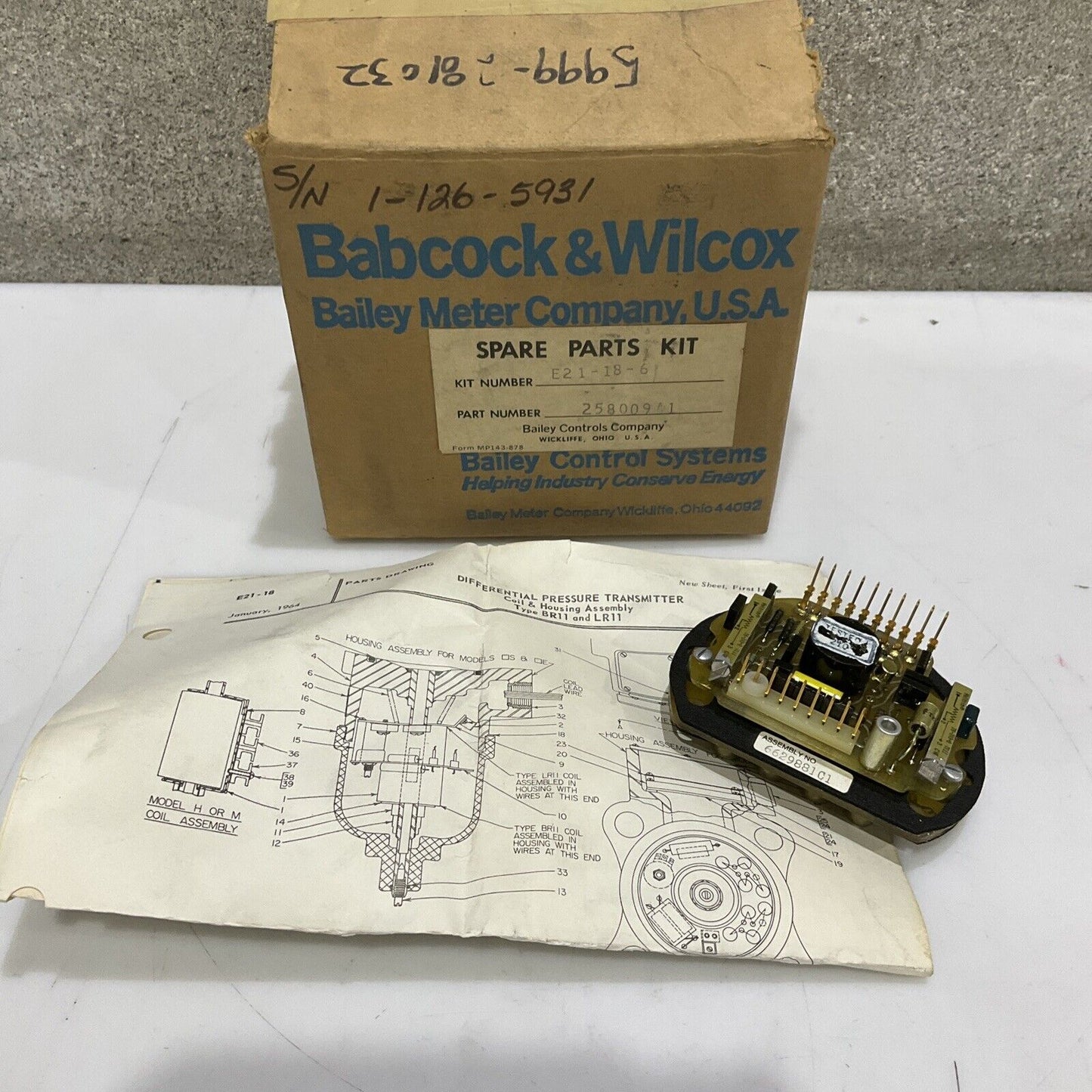 BABCOCK & WILCOX BAILEY CONTROL E21-18-6 258009A1 TRANSMITTER SPARE PART KIT 373