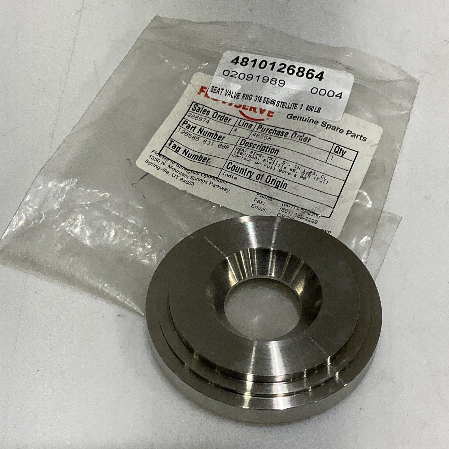 FLOWSERVE 126585.831.000 SEAT RING MK1 3” TN 1.25 CL 150/1500 373